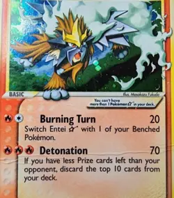 Pokemon Card-Entei-Gold Star-Holo-Unseen Forces-113/115-ENG-Played - Image 3