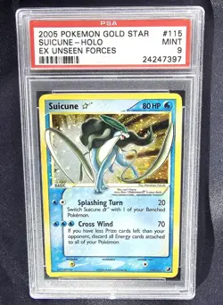 PSA 9 Suicune Gold Star EX Unseen Forces Rare Holo #115 Pokemon Card - Image 1