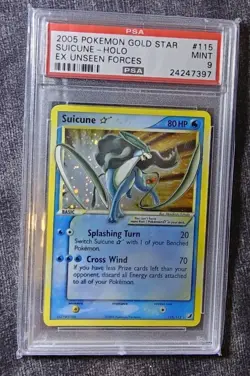 PSA 9 Suicune Gold Star EX Unseen Forces Rare Holo #115 Pokemon Card - Image 2