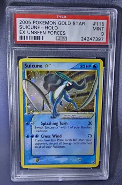 PSA 9 Suicune Gold Star EX Unseen Forces Rare Holo #115 Pokemon Card - Image 5