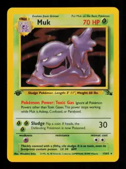 Pokemon Card Muk 13/62 Fossil 1ST EDITION Holo Foil Rare Vintage WOTC EX 1999 - Image 1