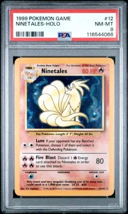 NINETALES PSA 8 1999 POKEMON GAME #12/102 RARE HOLO 674 - Image 1