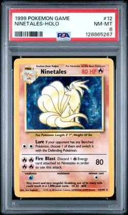 1999 POKEMON GAME #12 NINETALES-HOLO PSA 8 NM-MT - Image 1