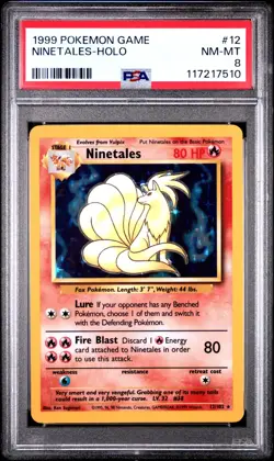 1999 Pokemon Game Ninetales 12/102 Holo PSA 8 - Image 1