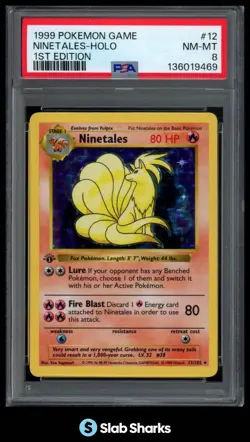 1999 POKEMON SET 1ST EDITION #12/102 NINETALES HOLO PSA 8 - Image 1