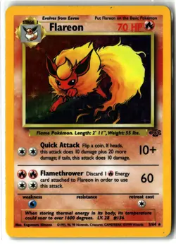 Flareon ⭐ 3/64 WOTC Holo Rare Jungle 1999 Pokemon NM/LP - Image 1