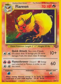 Flareon - 3/64 - Pokemon Jungle Unlimited Holo Rare Card WOTC LP - Image 1