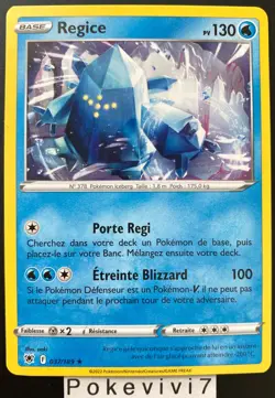 Carte Pokemon REGICE 037/189 Rare Epee et Bouclier 10 EB10 FR NEUF - Image 1