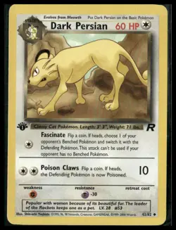 Pokemon Team Rocket #42/82 Dark Persian Uncommon 1st Edition MP - Image 1