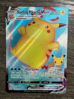 POKEMON FULL ART SURFING PIKACHU VMAX 009/025 ULTRA RARE + DARKRAI SLEEVE LP-NM - Image 1