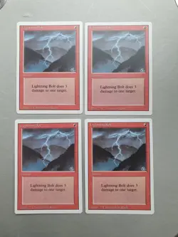 Lightning Bolt x4 PLAYSET, MTG Revised /3rd Ed (1994) Common Red Instant NM - Image 1