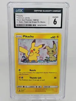 Pikachu SM162 Sm Holo Pokemon CGC 6 Team Up Single Blister Black Star Promo - Image 1