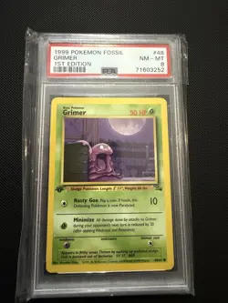 Pokemon Grimer 1st Edition Regular Card Fossil, 48/62, Psa 8 - Image 1