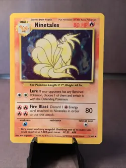 Pokemon TCG Ninetales Base Set Unlimited 12/102 Holo Rare WOTC VTG 1999 MP - Image 1