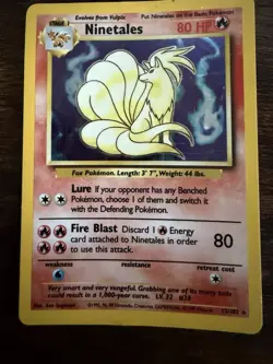 Pokemon TCG Ninetales Hole Rare Base Set 12/102 Unlimited Holo - Image 1