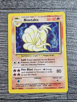 Ninetales 12/102 Holo Rare Base Set Unlimited WOTC - MP - Pokemon TCG - Image 1
