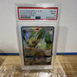 2019 Pokemon Hidden Fates SV46/SV94 FA Leafeon GX PSA 9 MINT - Image 1