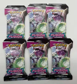 Lot of (6) Pokemon TCG Sword & Shield Fusion Strike Sleeved Booster Packs SEALED - Image 1
