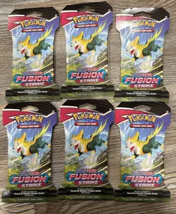 Pokemon TCG Sword & Shield Fusion Strike Sleeved Booster Pack Lot of 6 - Image 1