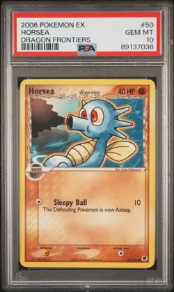 2006 PSA 10 Graded Pokemon Horsea Reverse EX Dragon Frontiers 50/101 English - Image 1