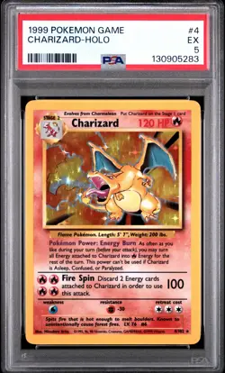 Pokemon TCG Charizard 004/102 Base Set Holo PSA 5 - Image 1