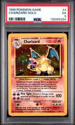 Pokemon TCG Charizard 004/102 Base Set Holo PSA 5 - Image 1