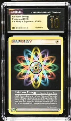 Pokemon Rainbow Energy 2003 EX Ruby & Sapphire 95/109 CGC PRISTINE 10 - Image 1