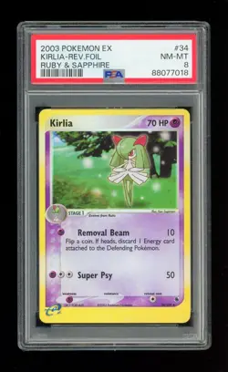 2003 Pokemon EX Ruby & Sapphire Kirlia Reverse Holo PSA 8 RARE 34/109 - Image 1