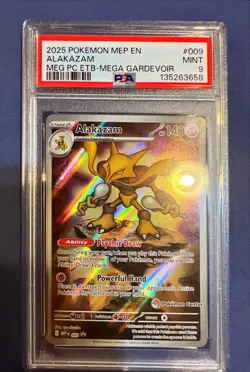 2025 POKEMON CENTER EN-ME BLACK STAR PROMO 009 ALAKAZAM ETB PSA 9 009 - Image 1