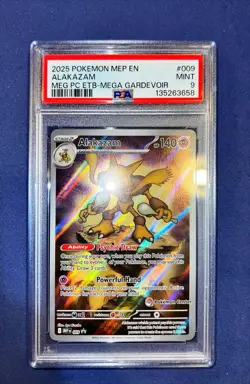 2025 POKEMON CENTER EN-ME BLACK STAR PROMO 009 ALAKAZAM ETB PSA 9 009 - Image 2