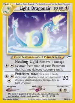 Light Dragonair - 22/105 - Pokemon Neo Destiny Unlimited Rare Card WOTC NM - Image 1
