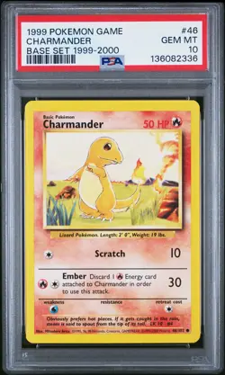 1999 POKEMON BASE SET 1999-2000 "4TH PRINT" #46 CHARMANDER PSA 10 - Image 1