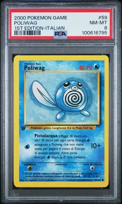 Pokemon PSA 8 Poliwag #59 1st Edition Base Set 2000 Italiano - Image 2