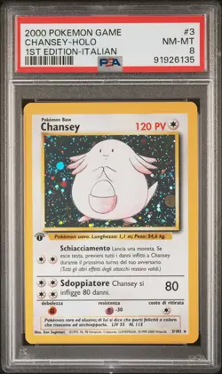 Pokemon PSA 8 Chansey #3 Holo 1st Edition base Set 2000 Italiano - Image 2