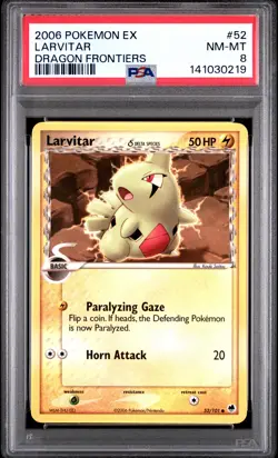 2006 POKEMON EX DRAGON FRONTIERS #52 LARVITAR PSA 8 - Image 1