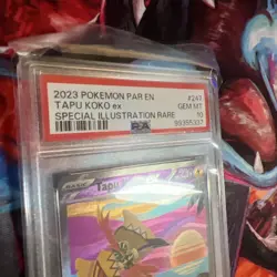 2023 Pokemon Paradox Rift Tapu Koko ex Special Illustration Rare #247/182 PSA 10 - Image 3