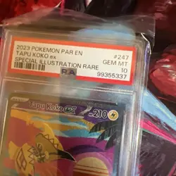 2023 Pokemon Paradox Rift Tapu Koko ex Special Illustration Rare #247/182 PSA 10 - Image 4