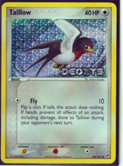 VINTAGE POKEMON 2005 TAILLOW 80/107 Ex DEOXYS-HOLO BLEED ERROR-REV HOLO -STAMPED - Image 1