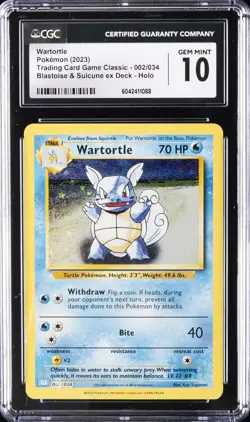 2023 POKEMON TRADING CARD GAME CLASSIC #002 WARTORTLE CGC 10 GEM MINT - Image 1
