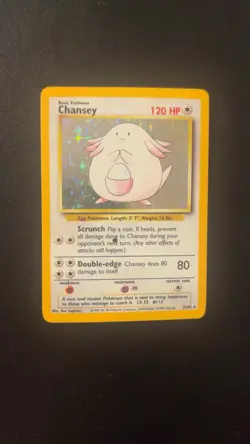 Rare Holo Chansey Pokemon ERROR Card Base Set 3/102 Black Dot LP - Image 1