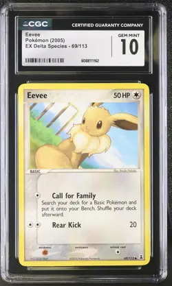 CGC 10 GEM MINT Eevee 2005 EX Delta Species 69/113 Pokemon Card - Image 1