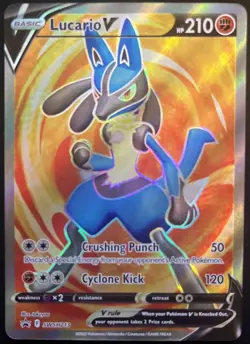 Lucario V Pokemon TCG Sword Shield Black Star Promo Full Art SWSH213 - Image 1