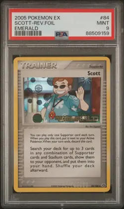 Pokemon PSA 9 MINT Scott 84/106 EX Emerald Reverse Holo foil 2005 Stamped - Image 1