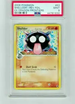 2006 Pokemon Shellder Reverse Foil Ex Dragon Frontiers 63/101 PSA 9 - Image 1