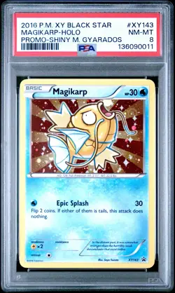 2016 POKEMON XY BLACK STAR PROMO SHINY MEGA GYARADOS #XY143 MAGIKARP-HOLO PSA 8 - Image 1
