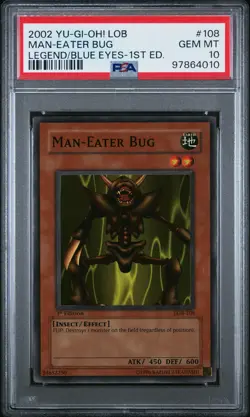 Yu-Gi-Oh! Man Eater Bug LOB-108 1st Edition PSA 10 Gem Mint-Super Rare - Image 1