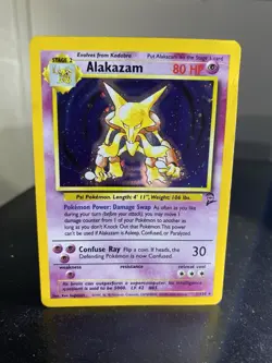 Pokemon Alakazam Base Set 2 Holo Unlimited Rare Card 1/130 Vintage Swirl MP - Image 1