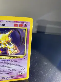 Pokemon Alakazam Base Set 2 Holo Unlimited Rare Card 1/130 Vintage Swirl MP - Image 2