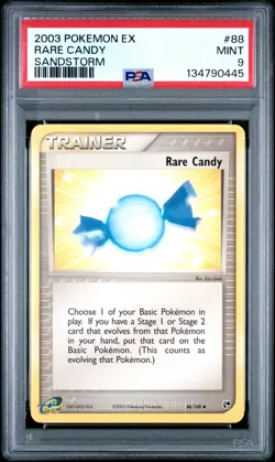 2003 POKEMON EX SANDSTORM #88 RARE CANDY PSA 9 - Image 1
