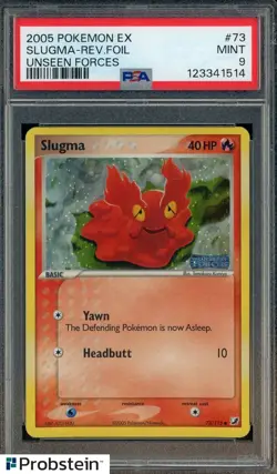 2005 Pokemon Ex Unseen Forces #73/115 Slugma Reverse Foil PSA 9 MINT - Image 1